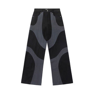 Denim noir personnalisé de qualité supérieure, grande taille, jean droit taille haute pour hommes, mode de rue - Product Image 1