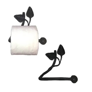 Wall Mount Iron <b>Rustic</b> Toilet Paper Holder with Storage <b>Shelf</b> and Towel Bar Space Sale Toilet Paper Holder - Product Image 2