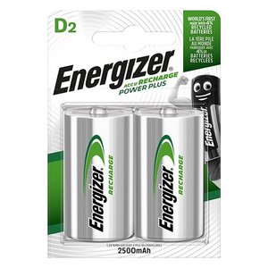 แบตเตอรี่เอเนอร์ไจเซอร์แบบชาร์จได้ รุ่น D ความจุ 2500mAh พาวเวอร์พลัส 1.2V สีเงิน สำหรับใช้ในบ้าน ไฟฉาย - Product Image 1