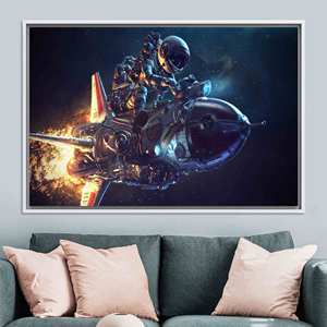 Stellar Personalized Astronaut <b>Canvas</b> Art: Space Print, Gold <b>Frame</b>,WHITE FRAMED <b>CANVAS</b> - Product Image 1
