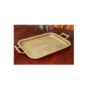 ถาดเสิร์ฟอาหารทองเหลืองพร้อมด้ามจับทองเหลืองถาดเสิร์ฟชาและกาแฟทรงรีคุณภาพระดับพรีเมียมสำหรับการใช้งานในโรงแรม - Product Image 5