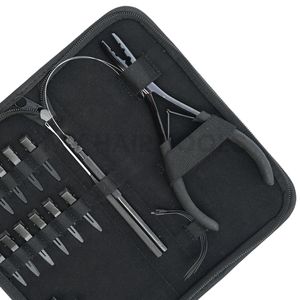 Kit d'outils pour extensions capillaires de salon, comprenant des pinces à micro-perles, des pinces à déposer les micro-perles, une aiguille à boucle et à crochet, 12 clips de séparation et aiguilles - Product Image 5