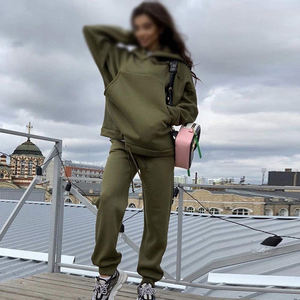 High Quality Streetwear Sweatpants <b>Hoodie</b> Two Piece Activewear Sets for Women High Waisted Sports <b>Running</b> Tracksuit - Product Image 1