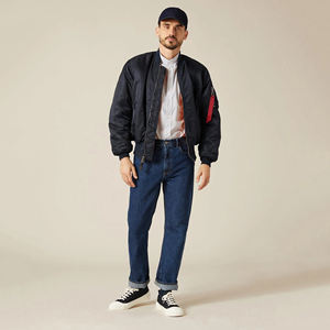 Chaqueta Bomber con cremallera a la moda con estilo 2025 para hombre, tela de poliéster de alta calidad, Color azul marino sólido, chaqueta Bomber para exteriores - Product Image 4