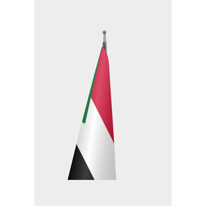 Drapeau d'intérieur officiel du Soudan, drapeau en soie personnalisé avec mât en aluminium, impression numérique, logo personnalisé, numéro de modèle, drapeau mondial - Product Image 3