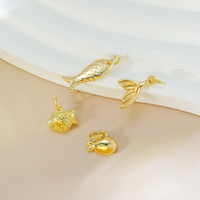 Collier avec pendentifs en forme de créatures marines plaqués or, poissons, coquillages, étoiles de mer, tortues, étoiles de mer, breloques pour la fabrication de bracelets, accessoires