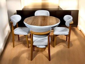 Juego de Mesa de Madera Maciza de Diseño Europeo con 6 Sillas, Muebles Inteligentes para Ahorrar Espacio, Acabado Liso, Cara de Mármol, para Cocina, Hogar, Fábrica - Product Image 2