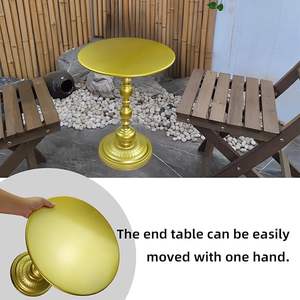 <b>Gold</b> Metal Round Side Table Minimalist Plant Stand Bedroom Decor - Product Image 3