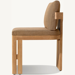 Chaise en teck sans accoudoirs, idéale pour se détendre en extérieur, comme sur la terrasse ou dans le jardin, équipée de mousse souple. - Product Image 2