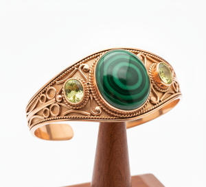 Fabriqué à la main en argent tibétain or rose perlé Style bohème Bracelet ouvert réglable pour hommes anniversaire certifié tiers - Product Image 3