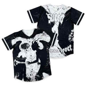 เสื้อเบสบอลสีดำและสีขาวสองสีเสื้อผ้าแนวสตรีทเสื้อเจอร์ซีย์เบสบอลแบบย้อนยุคของผู้ชายขนาดใหญ่ - Product Image 1