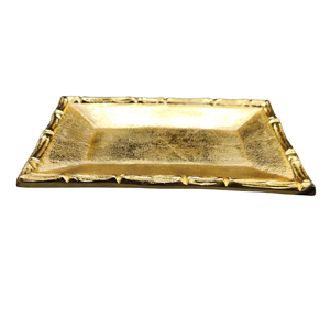 Plateau de service ovale de taille personnalisée Agréable accent floral doré Plateau en métal décoratif de table pour ustensiles de cuisine solides pour le service - Product Image 4