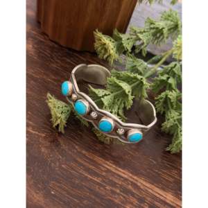 Benson Shorty Kingman Turquoise & Sterling <b>Silver</b> Fashion <b>Cuff</b> <b>Bracelet</b> - Product Image 3