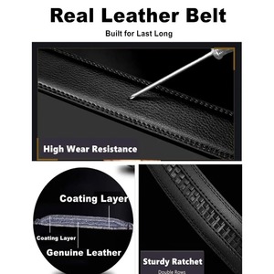 Ceinture décontractée en cuir véritable pour homme, boucle automatique en alliage réglable de haute qualité, noir/marron, résistante et imperméable - Product Image 6