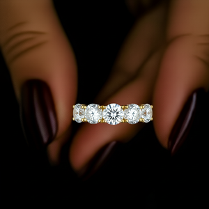 1.0 CTW Lab Grown Diamond Cut IGI Certified Half Eternity Set Minimalist Women's <b>Wedding</b> Band Yellow Gold <b>Anniversary</b> Rings - Product Image 1