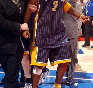 Industrie Direct Engro Ropa deportiva Pantalones cortos de baloncesto Custom White Lakes Blue-Gold Patrón 3D Starfishs Shells Pantalones cortos de baloncesto - Product Image 2