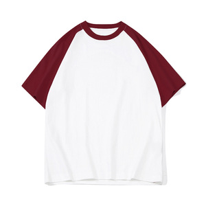 T-shirt unisexe streetwear à col rond, coupe régulière, en jersey épais 200 g/m², avec logo imprimé en relief personnalisé, colorblock décontracté, vierge de haute qualité - Product Image 3