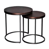 Ensemble de tables basses de salon en métal traditionnel fait main de haute qualité, de luxe, avec rangement central, écologique et réglable