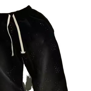 กางเกงจ็อกเกอร์ผ้าแคนวาสสีดำฟอกสีแบบลำลองทรงตรงเอวยางยืดระบายอากาศได้ดี ผลิตจากผ้าฝ้าย 100% สไตล์สตรีทแวร์แบบสั่งทำพิเศษ ปี 2025 - Product Image 6