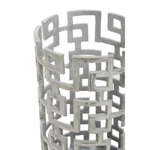 Delphi โคมไฟตั้งโต๊ะอลูมิเนียมเรขาคณิตสีเงิน Bronx Ivy ไฟตกแต่งเน้นเชิงเทียนโลหะและโถ - Product Image 4