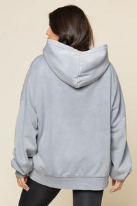 Sudadera con Capucha de Invierno para Mujer, Estilo Urbano, con Detalles en las Mangas con Acabado Lavado a la Piedra y Sudaderas Personalizadas al por Mayor, 100% Algodón Grueso - Product Image 6