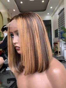 Vietnamese Hair Multiple Donors Vietnam Hair <b>Wig</b> Cut Piano <b>Brown</b> Color Transparent Closure 2*6 - Product Image 1