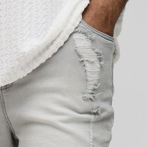 Shorts en jean skinny déchirés pour hommes, décontractés, confortables, respirants, coupe classique et décontractée, fermeture à boutons, décontractés - Product Image 4