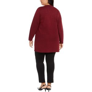 Cardigan da donna Alfani Mod Shimmer Metallic Striped con stampa Berry Jam, taglia 0X - Product Image 2