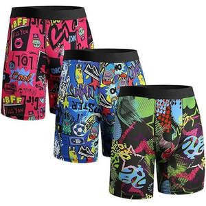 High Quality <b>Men's</b> Athletic Underwear <b>Long</b> Leg Trunks <b>Boxer</b> Briefs Classic Rise 90% Polyester 10% Spandex Knitted Fabric - Product Image 4