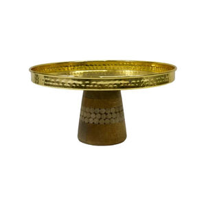 Stylish Antique Metal Wood Handmade <b>Cake</b> Serving Stand Round Shape with Hammered Design Stainless Steel Top Unique <b>Cake</b> <b>Tools</b> - Product Image 1