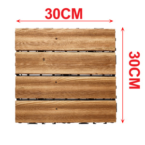 * OUTLET * 10 pezzi di piastrelle da giardino in plastica, 30x30x2,3 cm, pavimenti in legno carbonizzato per esterni, Color legno chiaro - Product Image 2