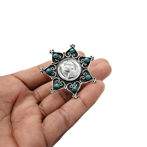 Bague de luxe en forme de fleur au design unique en argent sterling oxydé 925, pierre précieuse turquoise naturelle, bijoux bohèmes faits à la main en Inde - Product Image 5