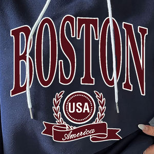 Sudaderas con capucha informales de diseño para mujer, sudaderas con capucha de invierno con logotipo personalizado, Jersey holgado grueso, Sudadera con capucha en relieve Premium 3D Lisa Unisex - Product Image 6