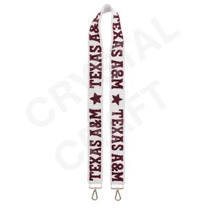 TEXAS A & M Diseño de correa de monedero con cuentas Correas de bolso de cuentas de semillas de oro blanco personalizadas Correa de cuentas personalizada para bolsos - Product Image 1