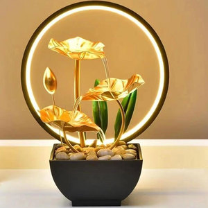 <span class=keywords><strong>Fontaine</strong></span> de lotus à trois niveaux avec lumière LED <span class=keywords><strong>zen</strong></span> réaliste, <span class=keywords><strong>d</strong></span>écoration intérieure en métal pour bureau, maison, chambre à coucher - Product Image 2