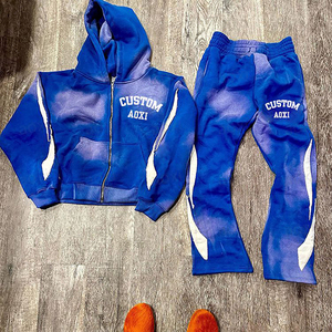 Chándales de lavado ácido para hombre, chándal de lavado ácido con cremallera de 2 piezas a precio razonable, conjunto de ropa informal de algodón 100% para hombre - Product Image 4