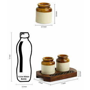 Garnishers royaux à l'ancienne Martban en céramique salière poivrière ensemble Sheesham en bois sculpté à la main accessoire de décoration de Table - Product Image 2