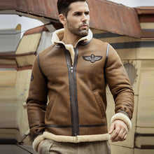 Chaqueta de piel de oveja de alta calidad para hombre, chaqueta de bombardero RAF a la venta, chaqueta de invierno con logotipo personalizado - Product Image 2