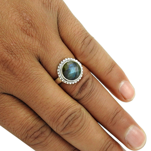 Trendy <b>Labradorite</b> Cut Gemstone Customized <b>Ring</b> 925 Sterling Silver Jewelry Engagement <b>Rings</b> Fine Jewelry Exporters Manufacturer - Product Image 3