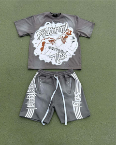 Sweat-shirt avec logo personnalisé pour hommes, impression haute visibilité, ensemble short et t-shirt, survêtement avec impression unique - Product Image 2