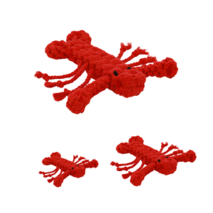 Giocattolo da Masticare per Cani a Forma di Aragosta Rossa, Corda in Cotone Riciclato Resistente, Fatto a Mano, Taglia Media, per Uso Interno, Stile Carino - Product Image 1