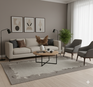 พรมดูร์รีโพลีเอสเตอร์สั่งทำพิเศษ ลายพื้นสีเบจ ขอบไม่สม่ำเสมอ ดีไซน์นามธรรมแบบออร์แกนิก ป้องกันคราบ คิลิม - Product Image 1