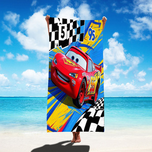 Vente en gros de serviettes de plage <span class=keywords><strong>voiture</strong></span> rétro dessin animé <span class=keywords><strong>poncho</strong></span> absorbant pour enfants séchage rapide piscine sans sable voyage serviettes de bain de plage - Product Image 2
