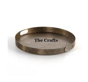 Superior Quality Aluminium Hammered <b>Serving</b> Tray <b>Set</b> Of 2 Silver Color Round Shape <b>Serving</b> Tray In Bulk - Product Image 5