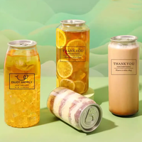 Botol Minuman Plastik PP Transparan Grosir Pabrik, Botol Sekali Pakai untuk Bubble Tea, Kopi, Jus