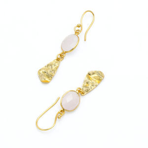 Elegante DUA Pendientes de gota para mujer Hecho a mano 18K Chapado en oro Joyería de latón de moda para bodas - Product Image 5