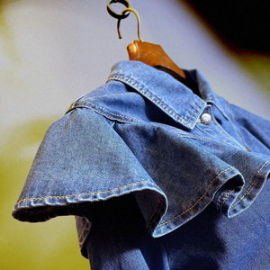 Femmes volants couture lavé Denim veste décontracté mince à manches longues revers simple boutonnage court manteau hiver automne vêtements d'extérieur - Product Image 6