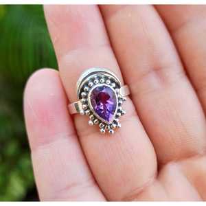 Handmade Amethyst Silver <b>Ring</b> for Women February Gemstone <b>Statement</b> <b>Ring</b> with 18K Plating Gift - Product Image 4