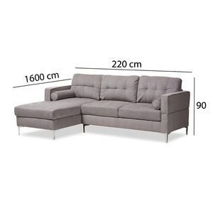 SFL68014 L-Shaped Corner Three-Seat <b>Sofa</b> 220x80x160cm Size Canvas Fabric Upholstered <b>Sponge</b> Home Apartment Living Room Furniture - Product Image 2