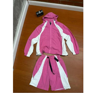 Ensemble de survêtement sportif d'été pour homme à manches courtes, 100 % polyester, tenue de plage, longueur genou, motif uni - Product Image 4